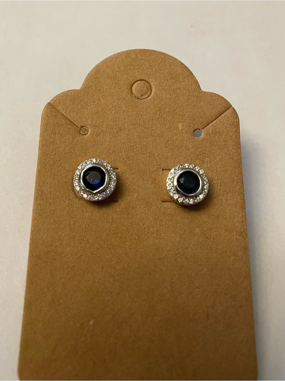 Handmade Sterling Silver 925 Halo Stud Earrings with Blue Stone from India